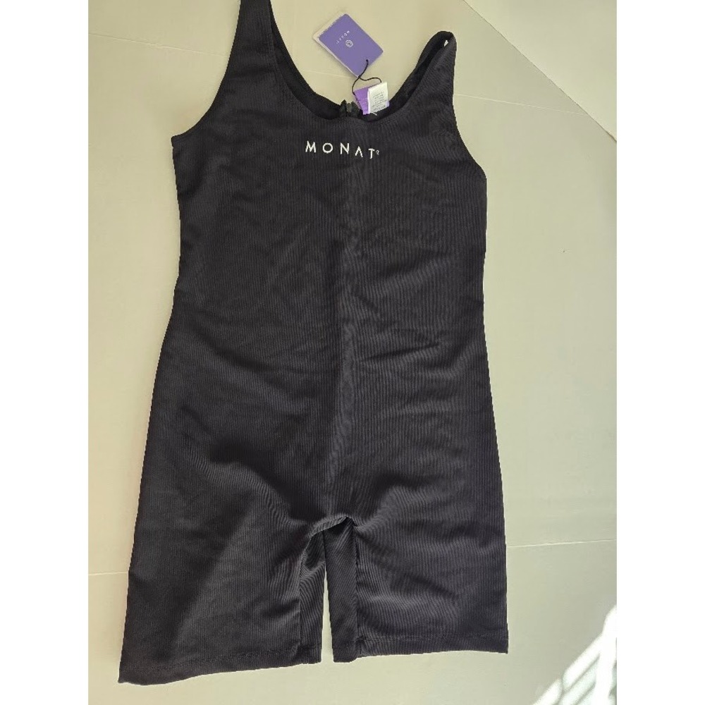 NWT Monat Rib Texture Biker Bodysuit Black Size L